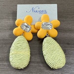 Nakamol Thailand Funky Flower Raffia Earrings